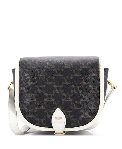 Pre-Owned Celine Medium Folco Bag Triomphe Coated Canvas