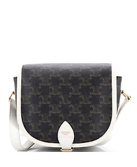 Pre-Owned Celine Medium Folco Bag Triomphe Coated Canvas