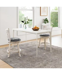 Slickblue 25.5 Inch Hand-Antiqued Stool Set of 2 with Wider Padded Seat