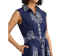 Jones New York Women's Sleeveless Collared Shirt Dress