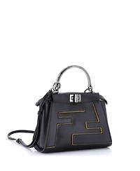 Pre-Owned Fendi Mini Ff Logo Peekaboo Bag Leather with Applique