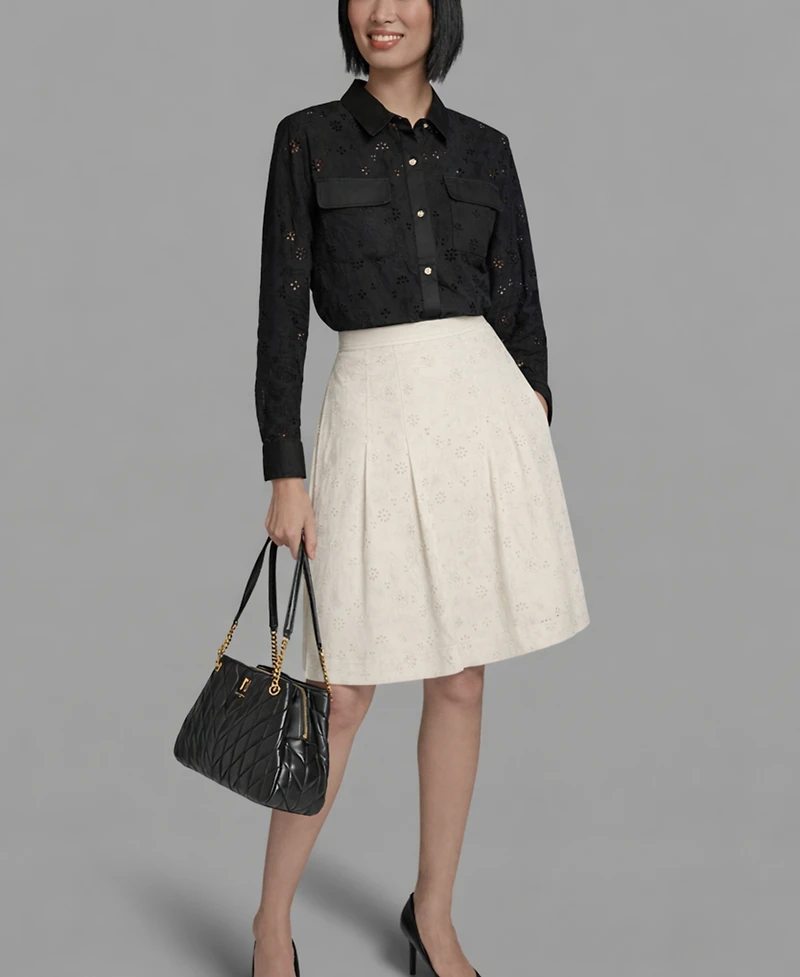 Karl Lagerfeld Paris Women's A-Line Eyelet Skirt