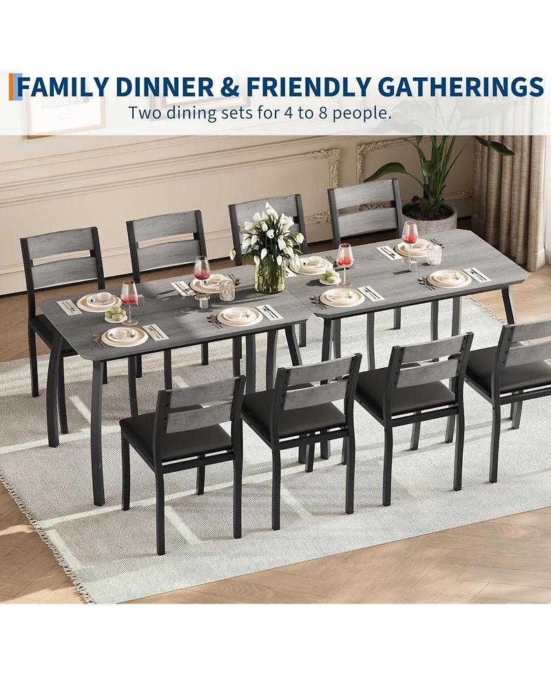 gaomon 5-Piece Modern Wooden Dining Table Set with 4 Upholstered Chairs