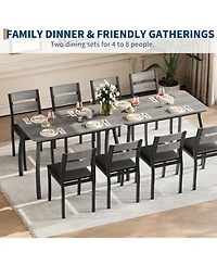 gaomon 5-Piece Modern Wooden Dining Table Set with 4 Upholstered Chairs