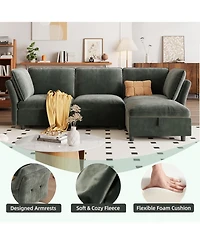 gaomon 97" L Shape Sectional Couches for Living Room, 3 Seater Sectional Sofa with Movable Ottoman and Pillows
