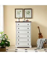 flynama Modern 6 Drawer Dresser Tall Chest for Bedroom Living Room with Easy Pull Handle