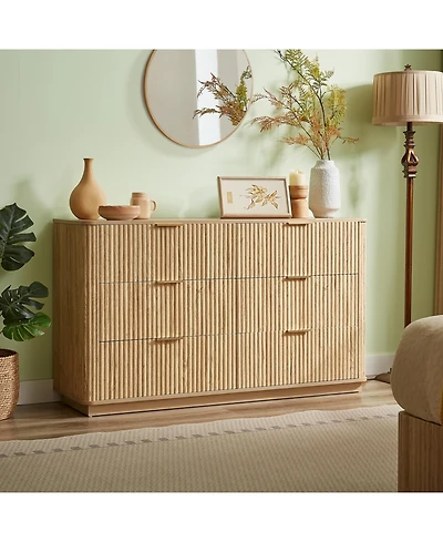 flynama 6 Drawer Minimalist Dresser Easy Clean Cabinet for Home Office Home Furniture With Spacious Drawers Easy Assembly