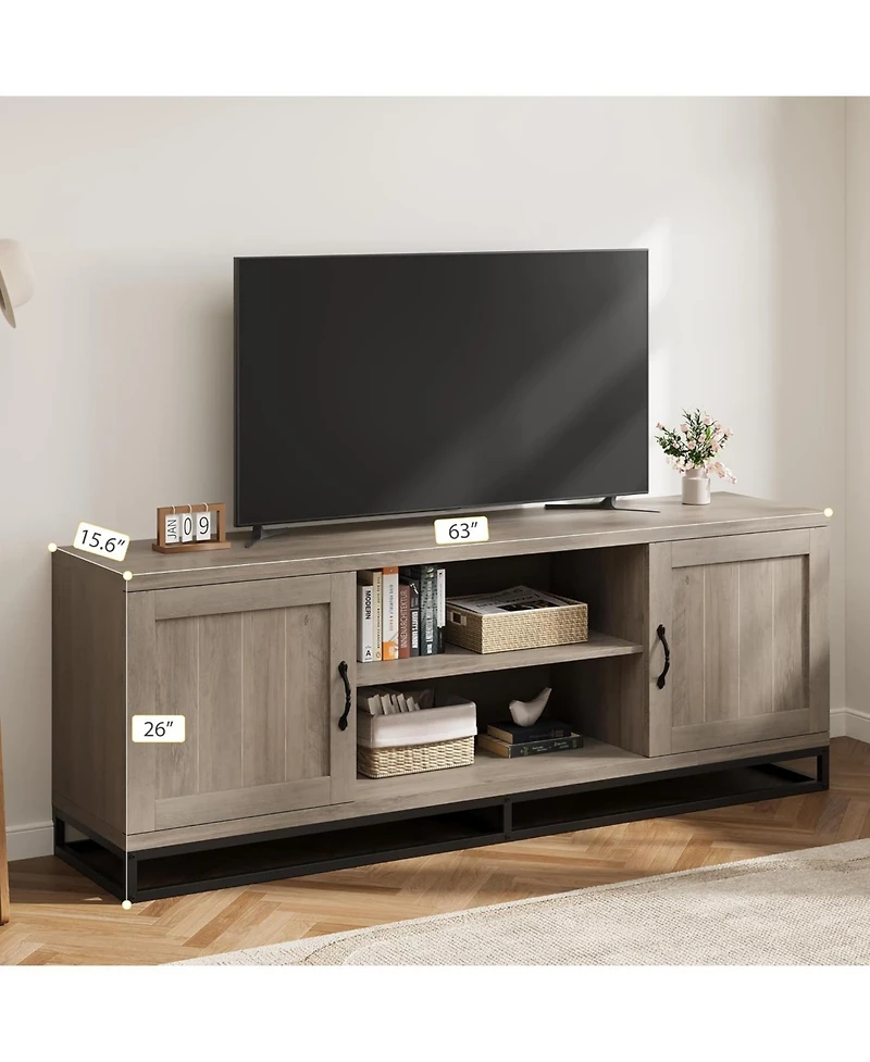 gaomon Farmhouse Tv Stand , Entertainment Center 2-Tier Adjustable Shelves, Wooden Tv & Media Console Table for 75 Inch