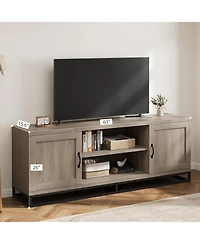 gaomon Farmhouse Tv Stand , Entertainment Center 2-Tier Adjustable Shelves, Wooden Tv & Media Console Table for 75 Inch