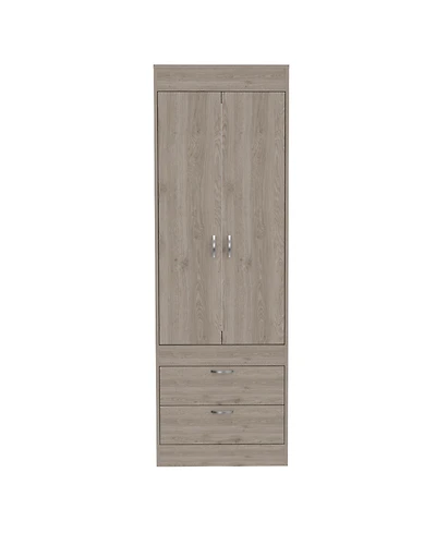 flynama Tarento Armoire with 2 Drawers Double Door Cabinet Hanging Rod Bedroom Storage