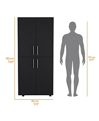 flynama Hazel Armoire Melamine with Two Doors Four Shelves and Two Clothes Hanging Bars Bedroom Storage Organizer