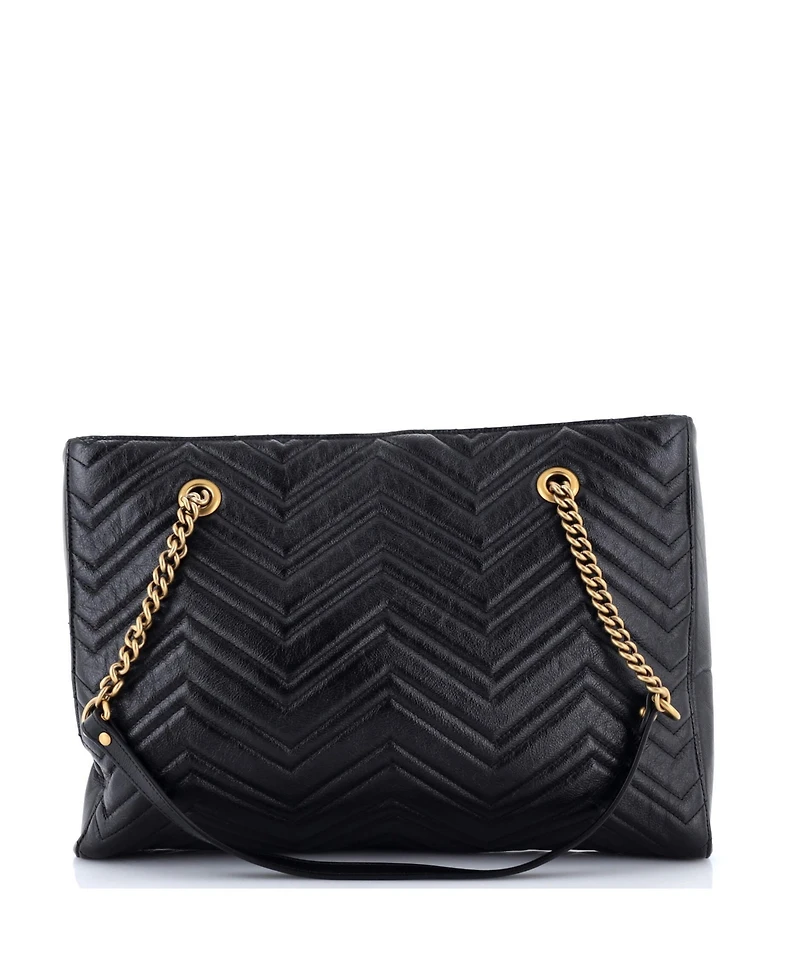 Pre-Owned Gucci Medium Gg Marmont Zip Tote Matelasse Leather