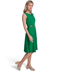 Calvin Klein Petite V-Neck Sleeveless Belted Dress