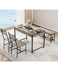gaomon 4-Piece Farmhouse Rectangular Dining Table Set with 2 Chairs and Bench