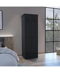 flynama Armoire with 1 Drawer 1 Hinged Drawer Handles Hanging Rod