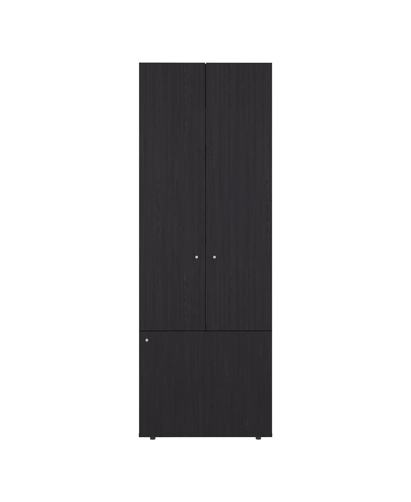 flynama Wenge Tolleson 3 Door Tall Wardrobe Armoire 4 Shelves Hanging Rod Freestanding Storage