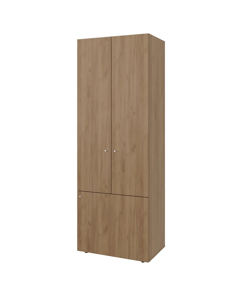 flynama Tolleson 3-Door Tall Wardrobe Armoire 4 Shelves Hanging Rod Freestanding Storage
