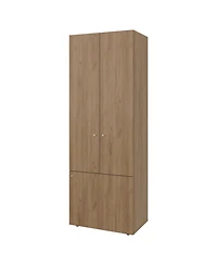 flynama Tolleson 3-Door Tall Wardrobe Armoire 4 Shelves Hanging Rod Freestanding Storage