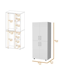 flynama 4 Door Armoire 70.8inch High with Melamine Finish Multiple Shelves and Compartments for Bedroom Storage Organizer