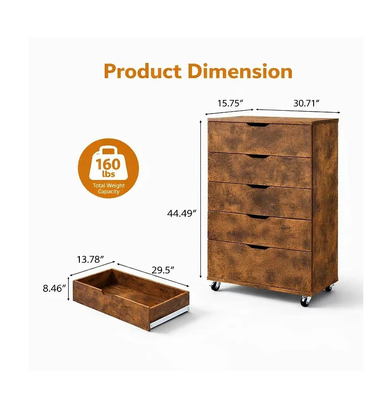 flynama Modern 4 Drawer Dresser Particleboard Cabinet Waterproof for Bedroom Entryway Bathroom