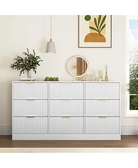 flynama Large 9 Drawer Dresser 63-Inch-Wide Wood with Handles for Bedroom Storage