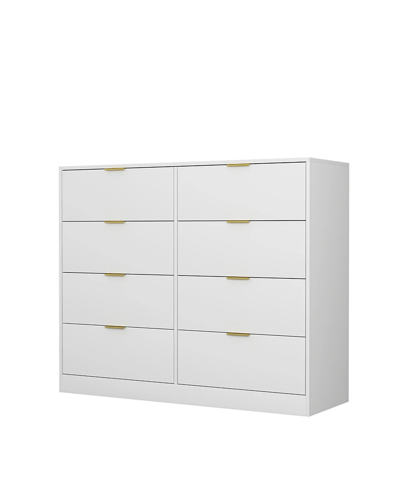 flynama 6 Drawer Dresser with Glass Front Drawers Wood for Bedroom Living Room