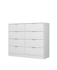 flynama 6 Drawer Dresser with Glass Front Drawers Wood for Bedroom Living Room