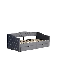 flynama Upholstered Daybed With 2 Storage Drawers Usb Ports Grey No Box Spring Needed