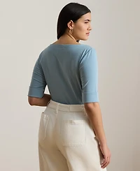 Lauren Ralph Plus Cotton Boatneck T-Shirt