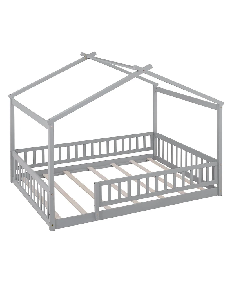 flynama Wood House Bed Fence