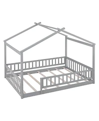 flynama Wood House Bed Fence