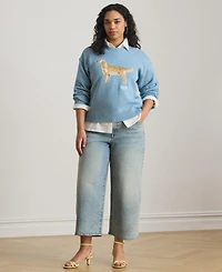 Lauren Ralph Plus Intarsia-Knit Golden Retriever Sweater