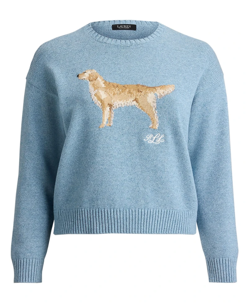 Lauren Ralph Plus Intarsia-Knit Golden Retriever Sweater