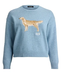 Lauren Ralph Plus Intarsia-Knit Golden Retriever Sweater