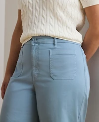 Lauren Ralph Plus Stretch Chino Wide-Leg Cropped Pant