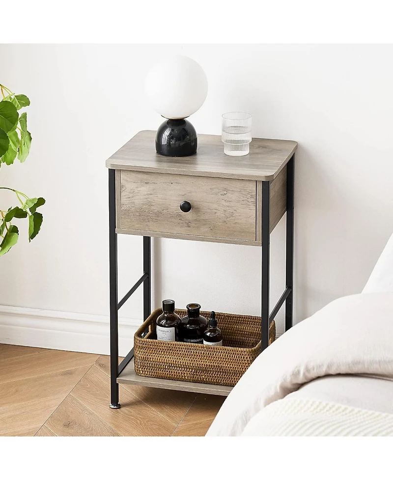 gaomon Nightstand with Drawer and Shelf Wood End Table Side Table Beside Table Nightstands for Bedroom Living Room College Dorm