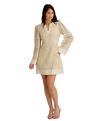 Kensie Women's Long-Sleeve V-Neck Short Dress