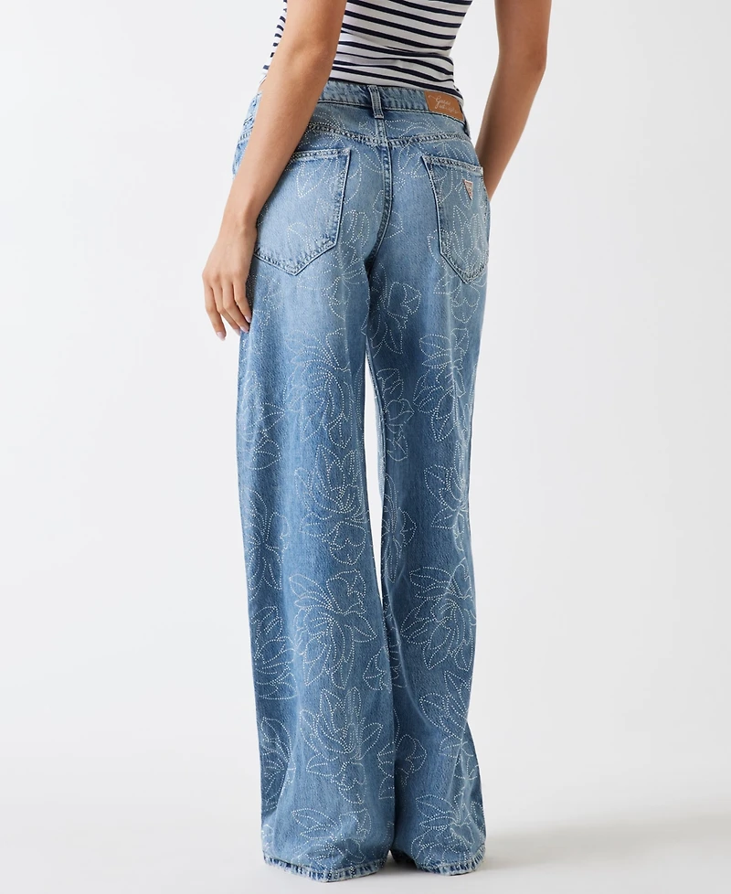 Guess Women's Low-Rise Wide-Leg Baggy Jeans