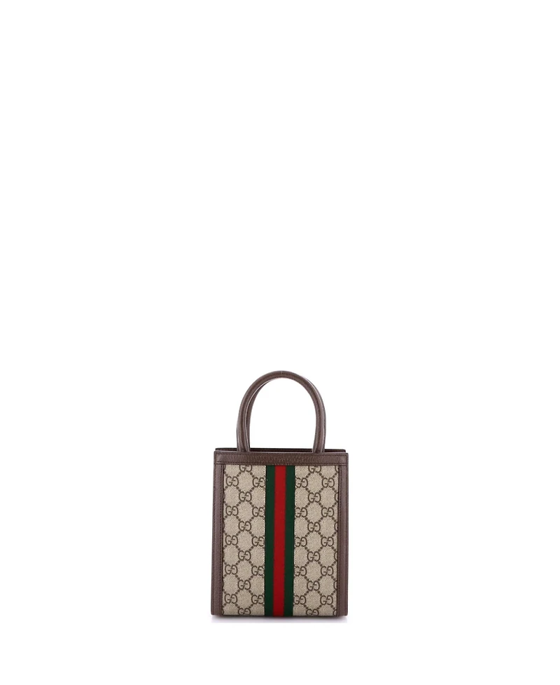 Pre-Owned Gucci Super Mini Ophidia Convertible Tote Gg Coated Canvas