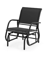 Gymax Rocking Chair w/ Study Metal Frame Comfortable Single Glider Patio Chair