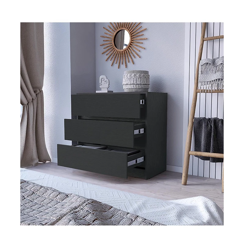 flynama Three Drawer Dresser Modern Wengue Finish Compact Storage Organizer 4.1 inch H 12 inch W for Home Bedroom