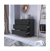 flynama Three Drawer Dresser Modern Wengue Finish Compact Storage Organizer 4.1 inch H 12 inch W for Home Bedroom