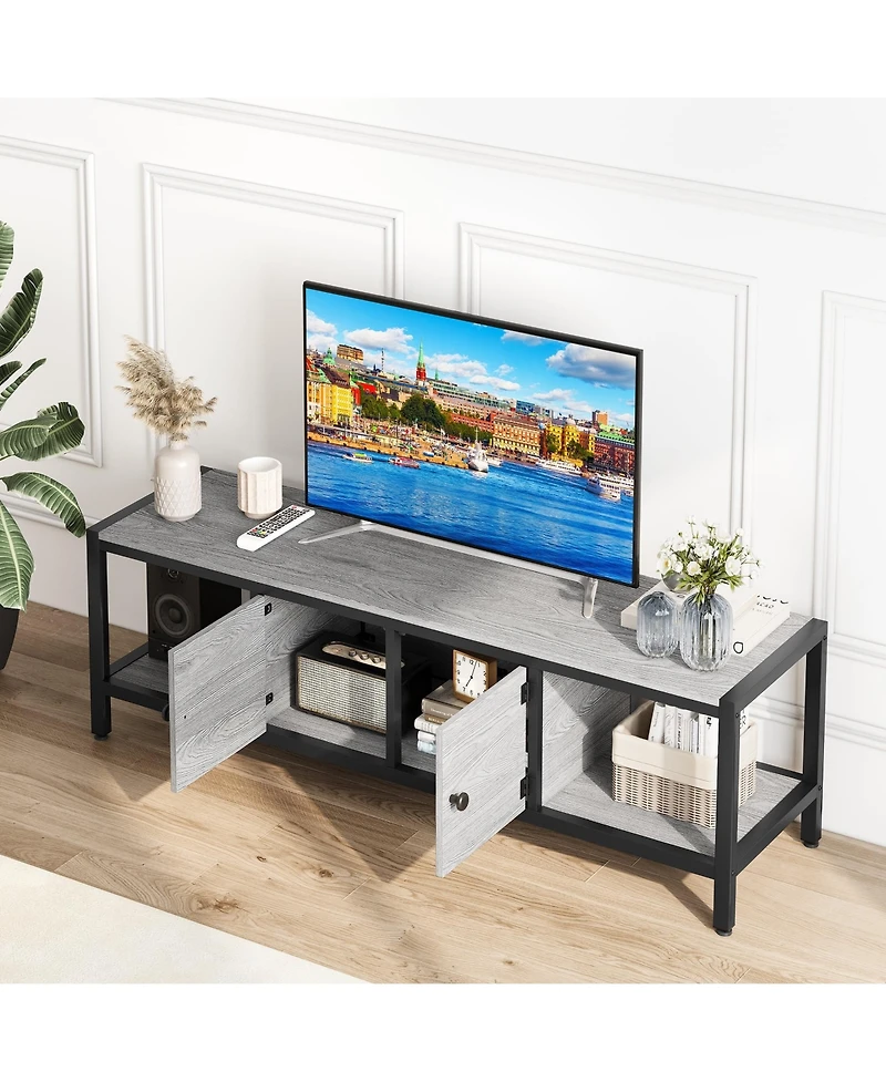 gaomon Tv Stand for Tv Up to 75 Inches, Tv Console with 2 Closed Storage Spaces and Open Shelves