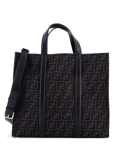 Pre-Owned Fendi Large Convertible Open Tote Zucca Jacquard Fabric and Leather