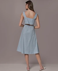 Donna Karan New York Women's Square Neck Midi Dress