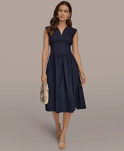 Donna Karan New York Women's V-Neck Midi Dress