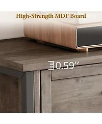 gaomon 70 Inch Mid-Century Modern Tv Stand with Storage, Featuring Metal Roman Columns and Drawer, Tv Console Table for Living Room