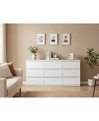 flynama Modern 8 Drawer Dresser with Silver Handles for Bedroom Living Room Storage