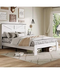 flynama Bed Frame Wood Platform Bed Large Underbed Storage Noise Free No Box Spring