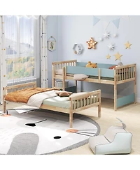 Sugift Twin Over Twin Bunk Bed with Ladder and Full Guardrails